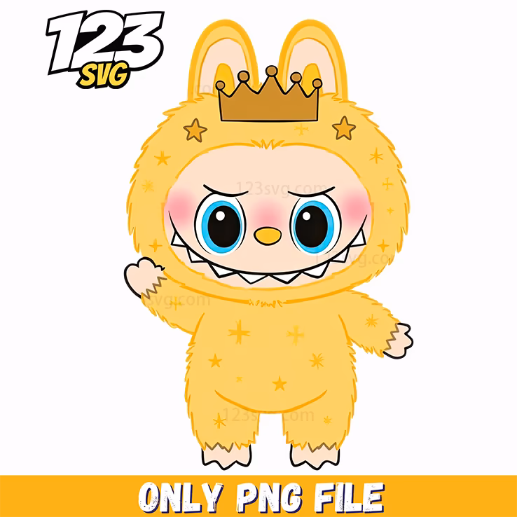 yellow crown labubu png, labubu png, labubu png crown
