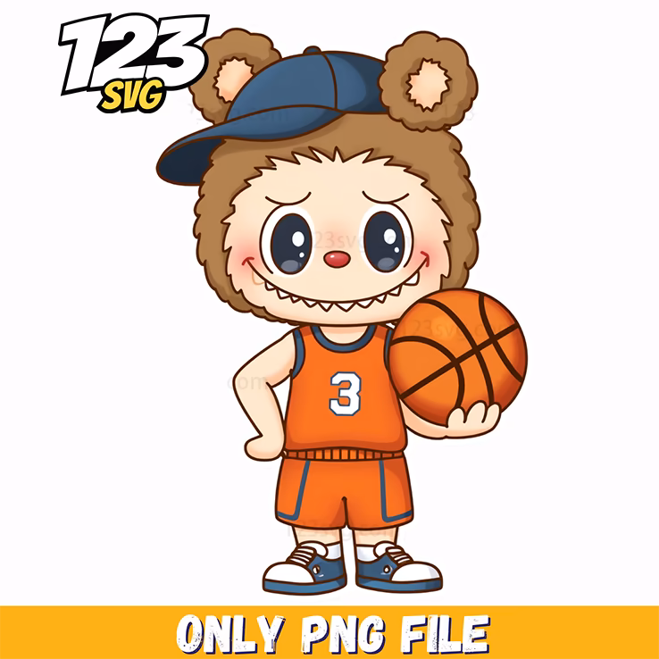 basketball bear labubu png, labubu basketball png, basketball labubu cartoon
