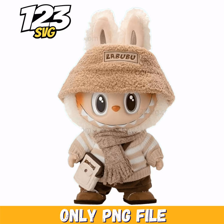 beige winter labubu png, labubu png, winter labubu png