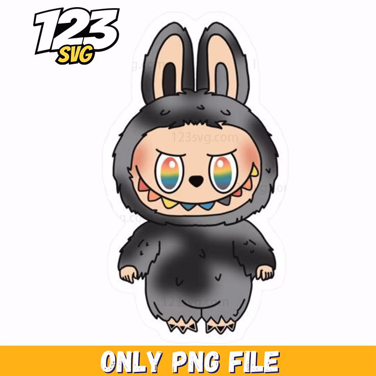 black bunny labubu funny png, labubu funny, bunny labubu