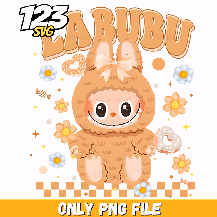 beige floral labubu png, labubu png designs, labubu png images