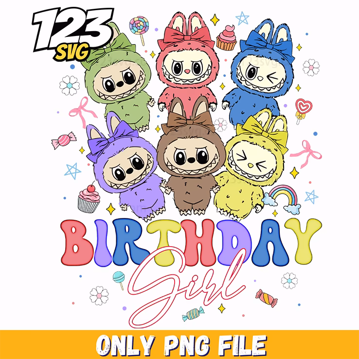birthday labubu typography png, labubu typography, typography labubu