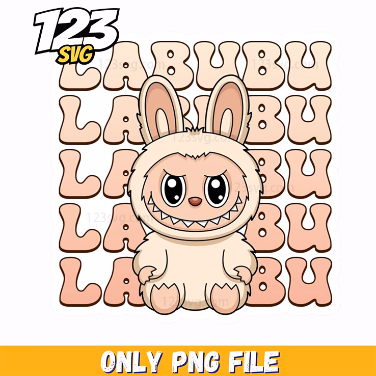 beige labubu typography png, labubu typography, typography labubu