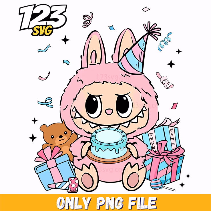 birthday party labubu png, labubu birthday party, labubu cartoon birthday