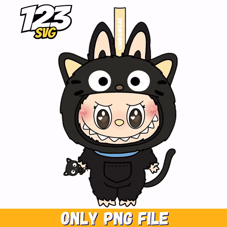 black dragon costume labubu png, labubu costume, black labubu costume