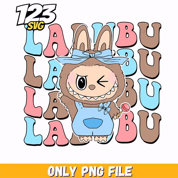 blue labubu typography png, labubu typography, typography png labubu