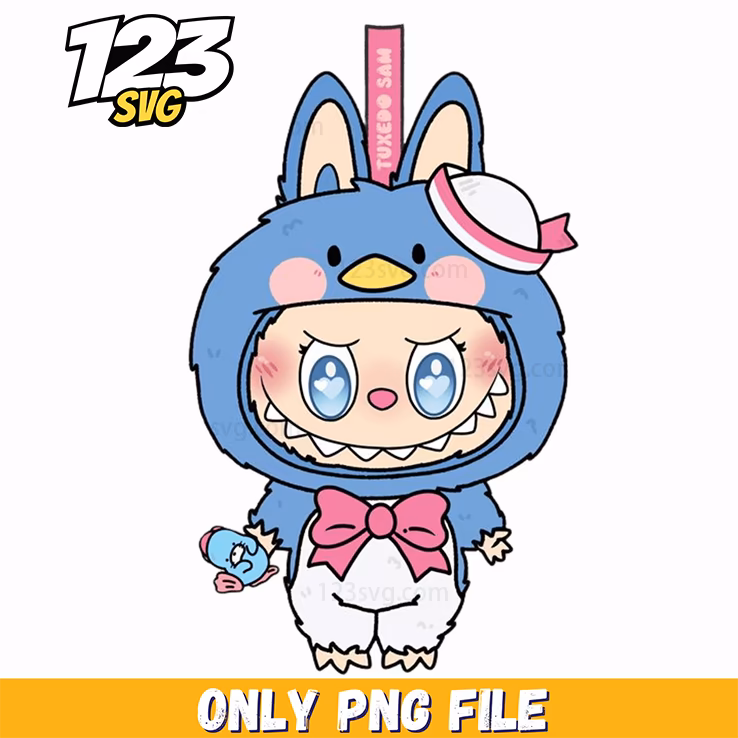 blue bunny sailor labubu png, labubu character png download, labubu sailor moon png