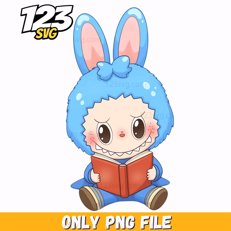blue reading labubu png, labubu reading challenge, labubu reading blue