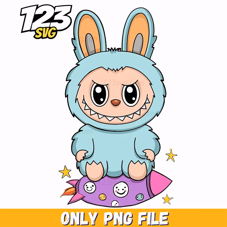 blue moon bunny labubu png, labubu png download, labubu bunny png