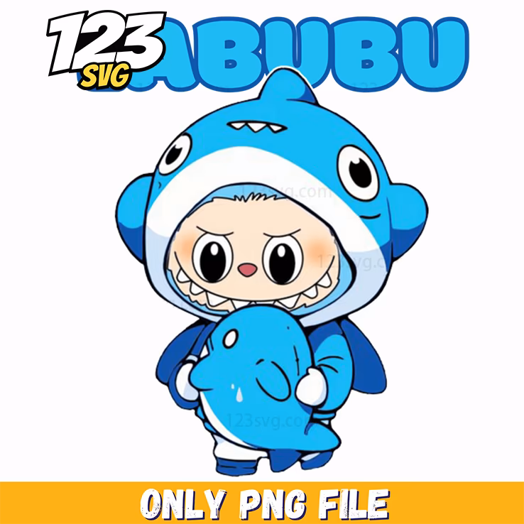blue shark labubu funny png, funny shark png, shark labubu funny