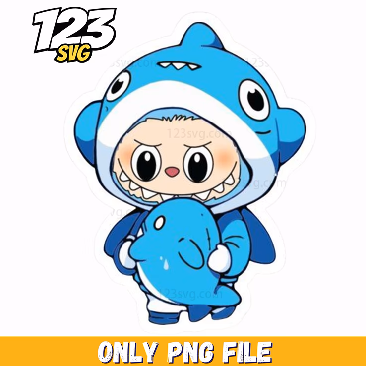 blue shark labubu png, labubu shark png, shark labubu png transparent