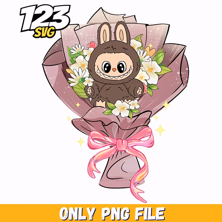 brown bouquet labubu png, labubu bouquet, labubu bouquet png