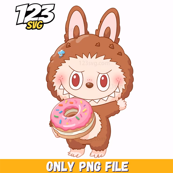 brown donut bunny labubu png, cute cartoon bunny labubu png, labubu cute cartoon bunny donut