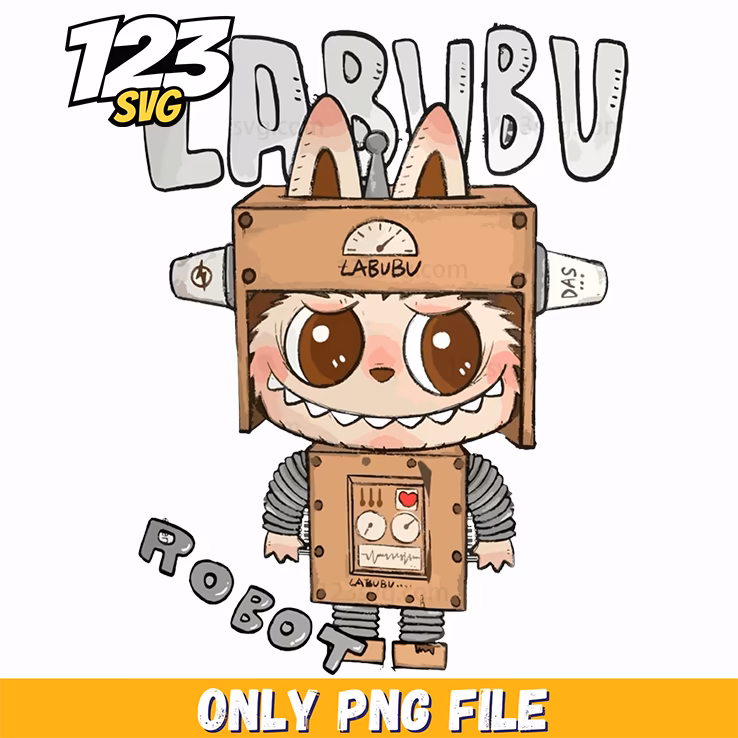 cardboard robot labubu png, robot labubu png, labubu png
