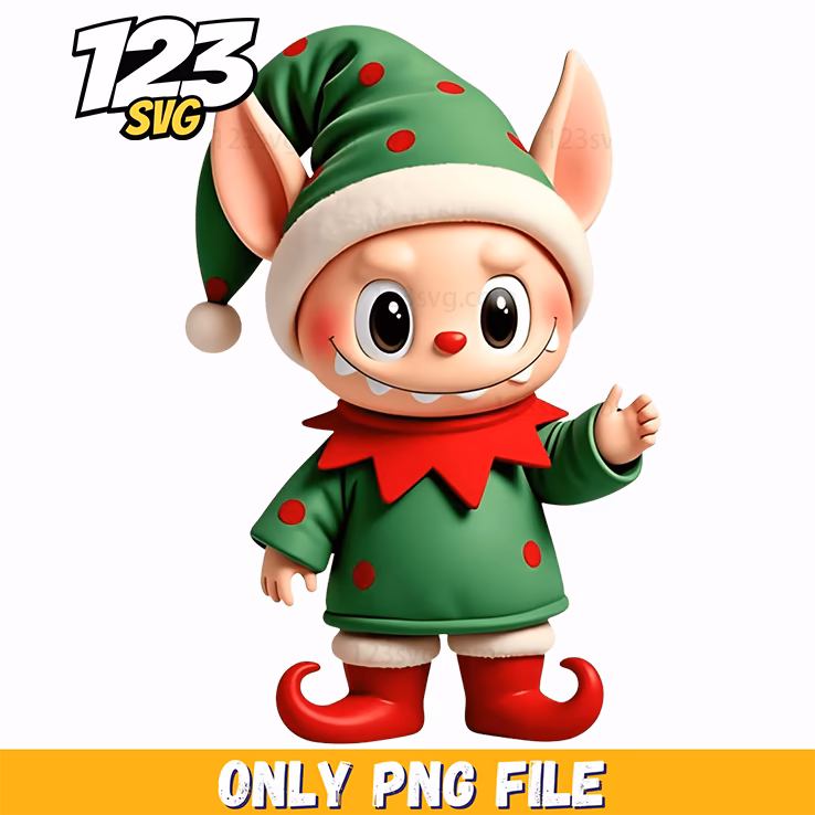 christmas elf labubu png, labubu christmas png, labubu elf png