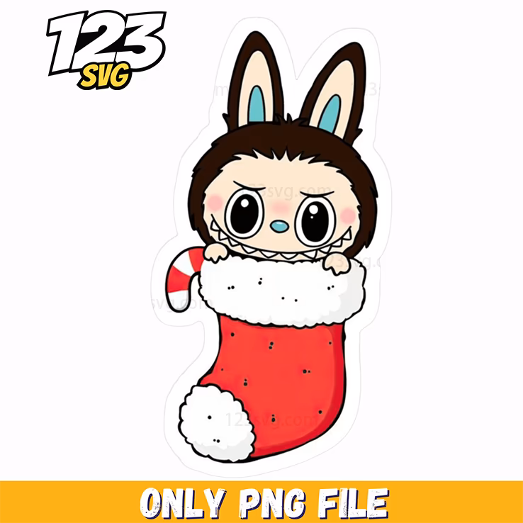 christmas stocking labubu png, labubu christmas stocking, labubu stocking png