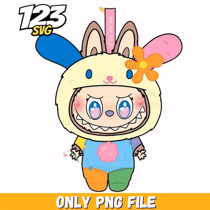 colorful bunny labubu png, labubu png images, bunny labubu printable