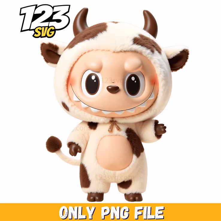 cow labubu png, labubu png, labubu design
