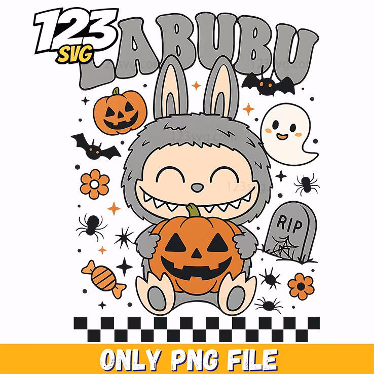 cute pumpkin halloween labubu png, labubu halloween png, labubu halloween cute png