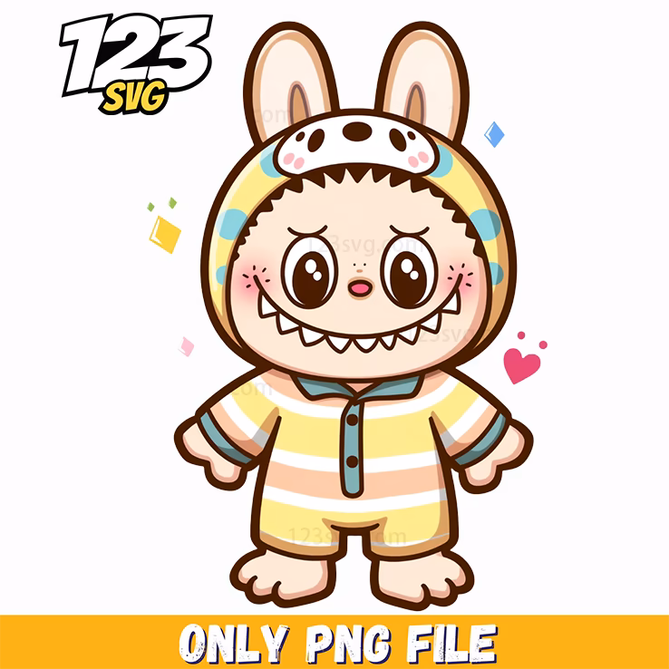 cute striped bunny labubu png, labubu cute bunny, cute labubu bunny png