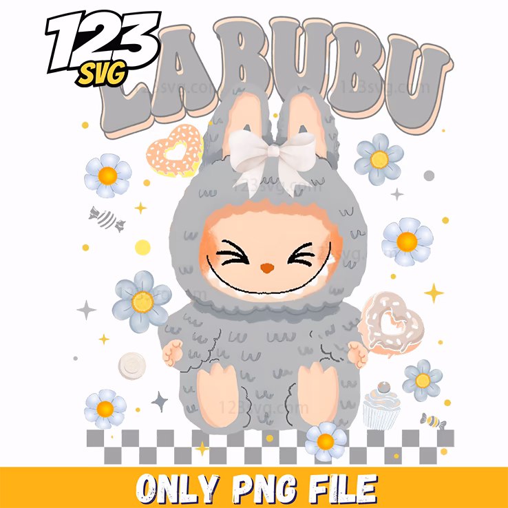 gray labubu png, labubu png, labubu character png