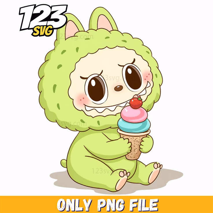 green baby labubu png, labubu png, baby labubu clipart
