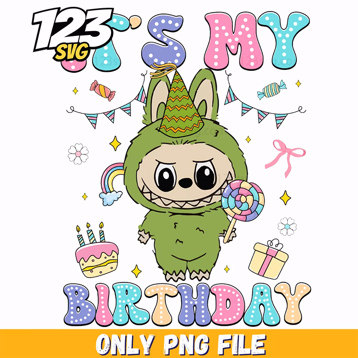 green birthday labubu png, labubu birthday png, labubu birthday girl