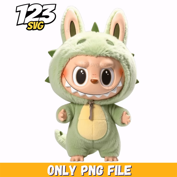 green dinosaur bunny labubu png, dinosaur bunny lab, labubu bunny dinosaur