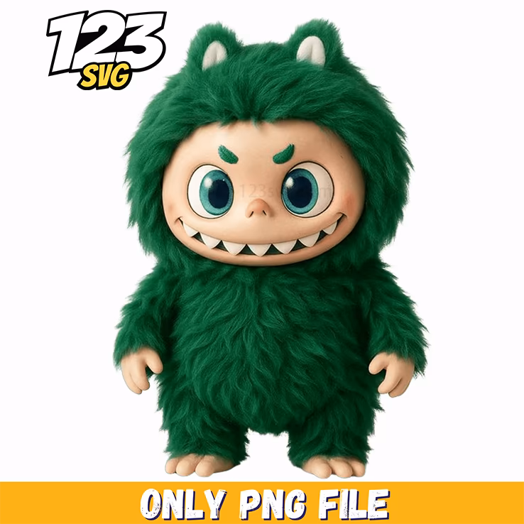 green fuzzy labubu png, labubu png, labubu cute png