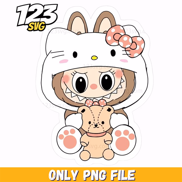 hello kitty bunny labubu png, labubu cute anime png, labubu bunny anime png