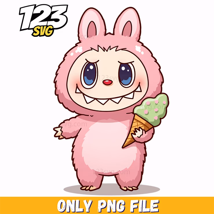 ice cream bunny labubu png, labubu png free, labubu bunny png