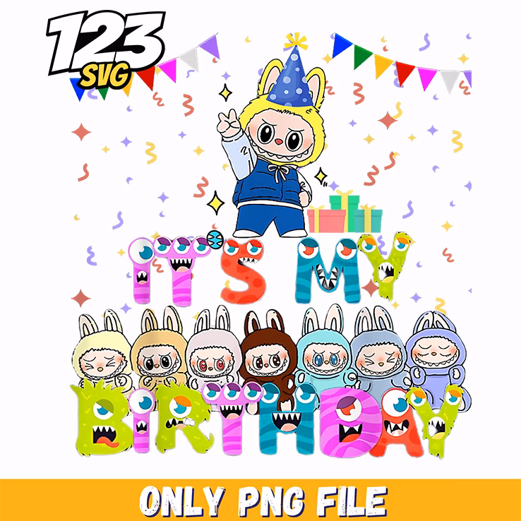 labubu birthday rainbow lineup png, labubu birthday lineup, labubu birthday png