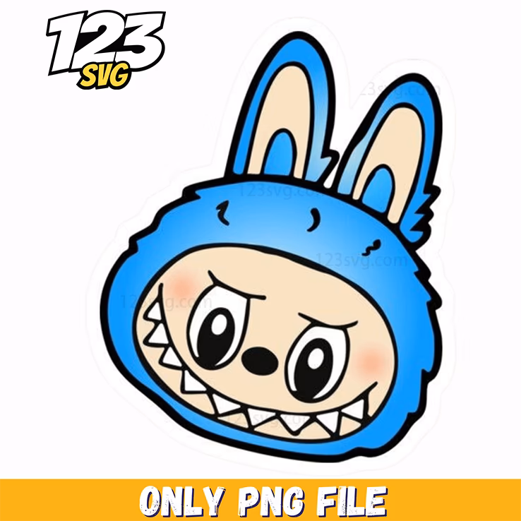 labubu blue bunny badge png, blue bunny badge png, blue bunny badge