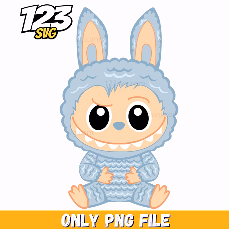 labubu blue plush bunny png, blue plush bunny, blue plush toy bunny