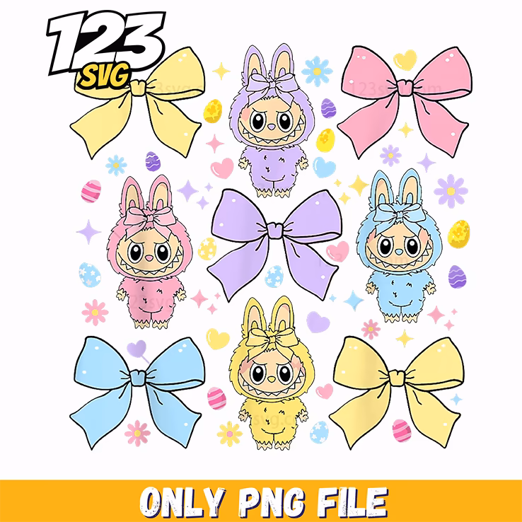labubu bow bundle png, labubu bow, kawaii labubu