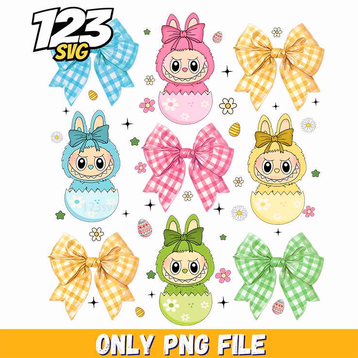 labubu bow clipart bundle png, pink labubu bow clipart, labubu bow clipart free