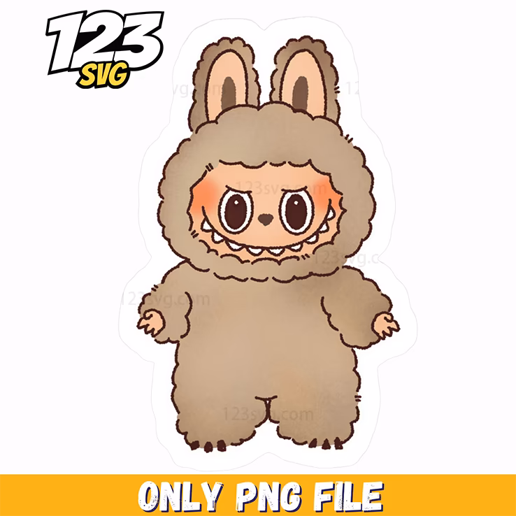 labubu brown plush sticker png, plush sticker labubu, labubu plush sticker