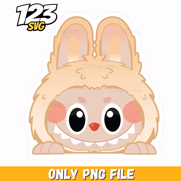 labubu bunny face sticker png, labubu sticker png, bunny face sticker png