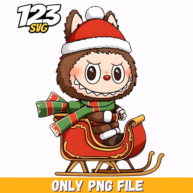 labubu christmas sleigh png, labubu png, labubu christmas png