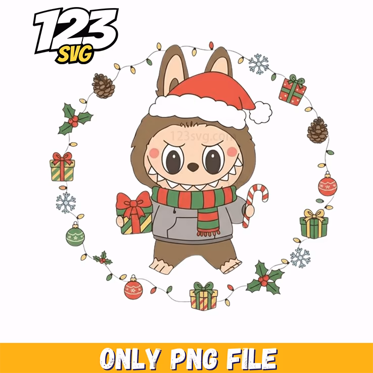 labubu christmas wreath png, labubu christmas wreath, labubu png christmas wreath