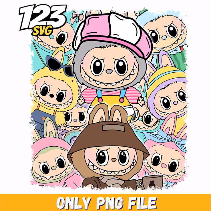 labubu collage png, labubu png, labubu transparent png