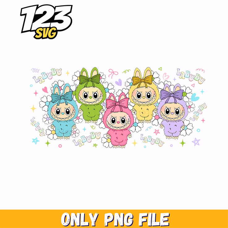 labubu floral pastel trio png, floral pastel trio png, pastel trio png
