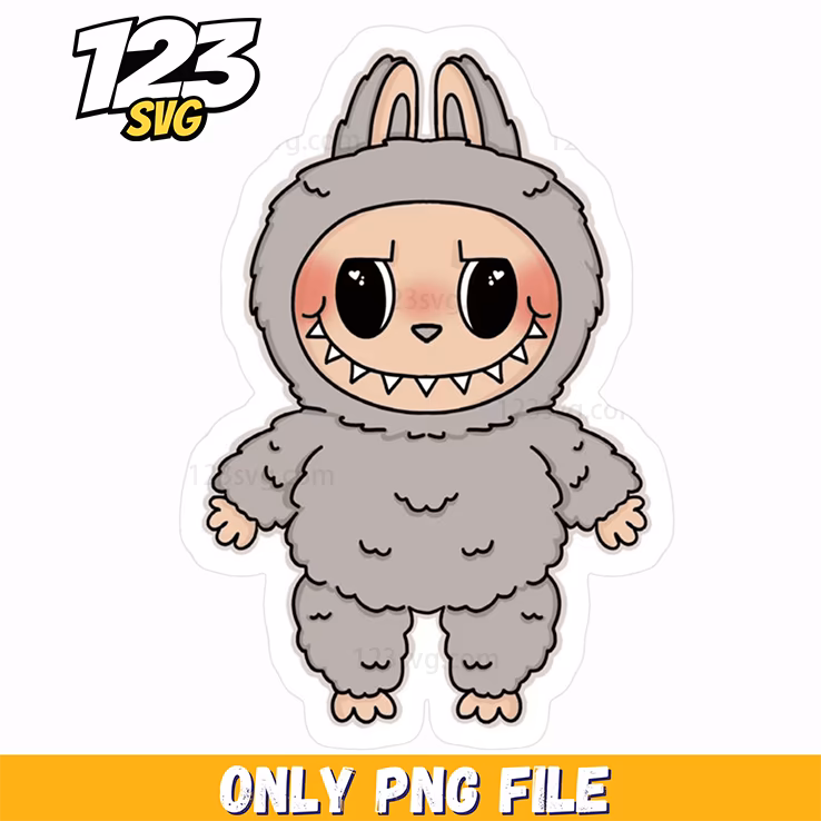 labubu gray plush sticker png, plush toy stickers labubu, labubu plush toy stickers