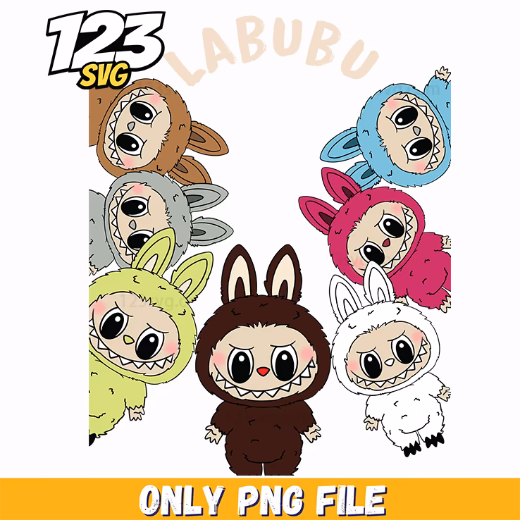 labubu heads pattern png, labubu heads pattern, labubu pattern png