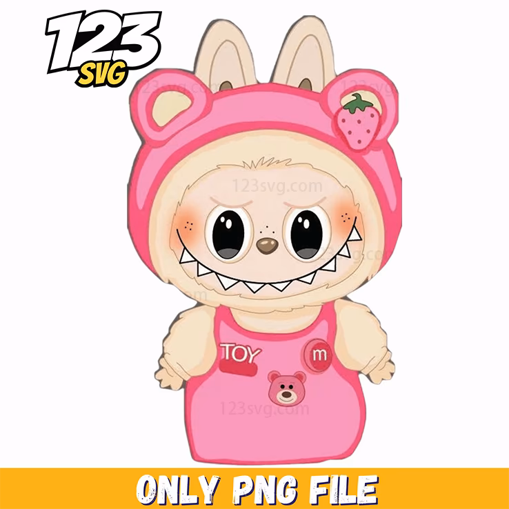 labubu pink bear hoodie png, pink bear hoodie, labubu pink bear png
