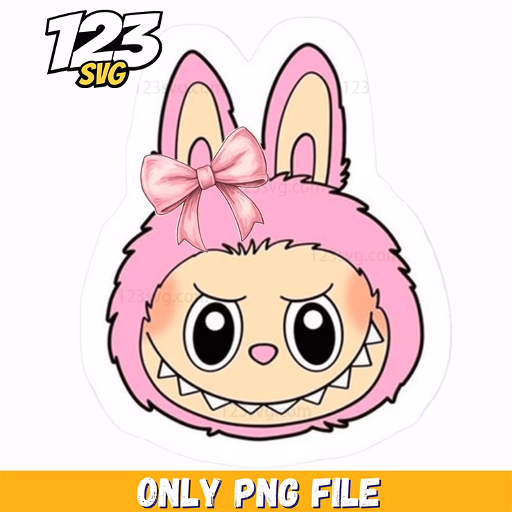 labubu pink bunny sticker png, pink bunny stickers, pink bunny sticker clipart