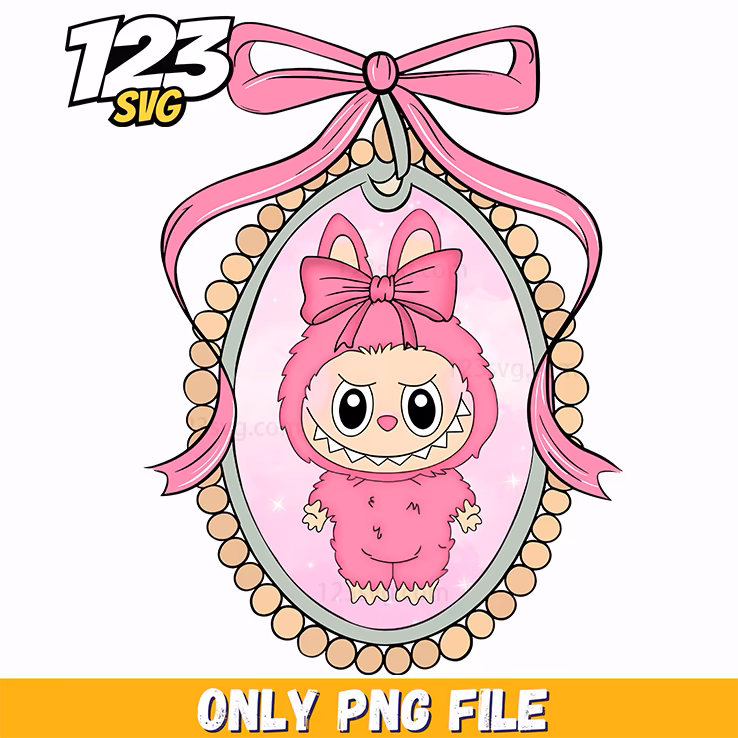labubu pink ornament frame png, pink ornament frame png, ornament frame png