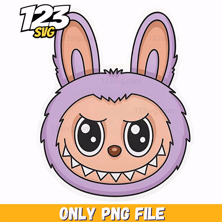 labubu purple bunny badge png, cute bunny badge png, bunny badge clipart png