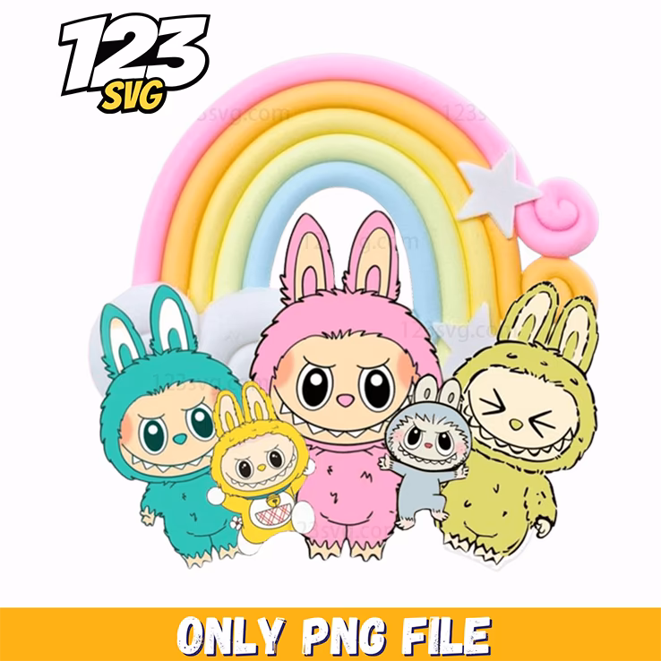 labubu rainbow friends png, free printable rainbow labubu, labubu rainbow friends printable
