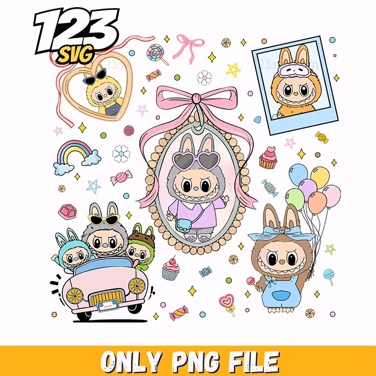 labubu rainbow plush grid png, labubu plush grid, labubu plush accessories
